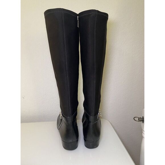 Michael Kors Women Hamilton Stretch Black Leather Equestrian Riding Boots sz 8.5 - Picture 4 of 16